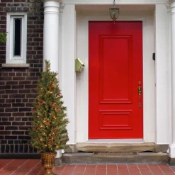 Under 5Ft-National Tree Company Pre-Lit Artificial Entrance Christmas Tree, Montclair Spruce, Green, White Lights, Includes Metal Base, 4 Feet