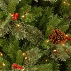 Under 5Ft-National Tree Company Pre-Lit Artificial Entrance Christmas Tree, Snowy Bristle Berry Pine, Green, White Lights, Decorated With Pine Cones, Includes Metal Base, 4 Feet