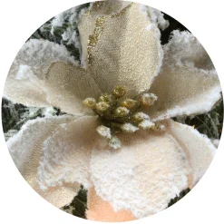 Clear-National Tree Company Pre-Lit Artificial Entrance Christmas Tree, Colonial Fir, Green, White Lights, Decorated With Flowers, Includes Metal Base, 6 Feet