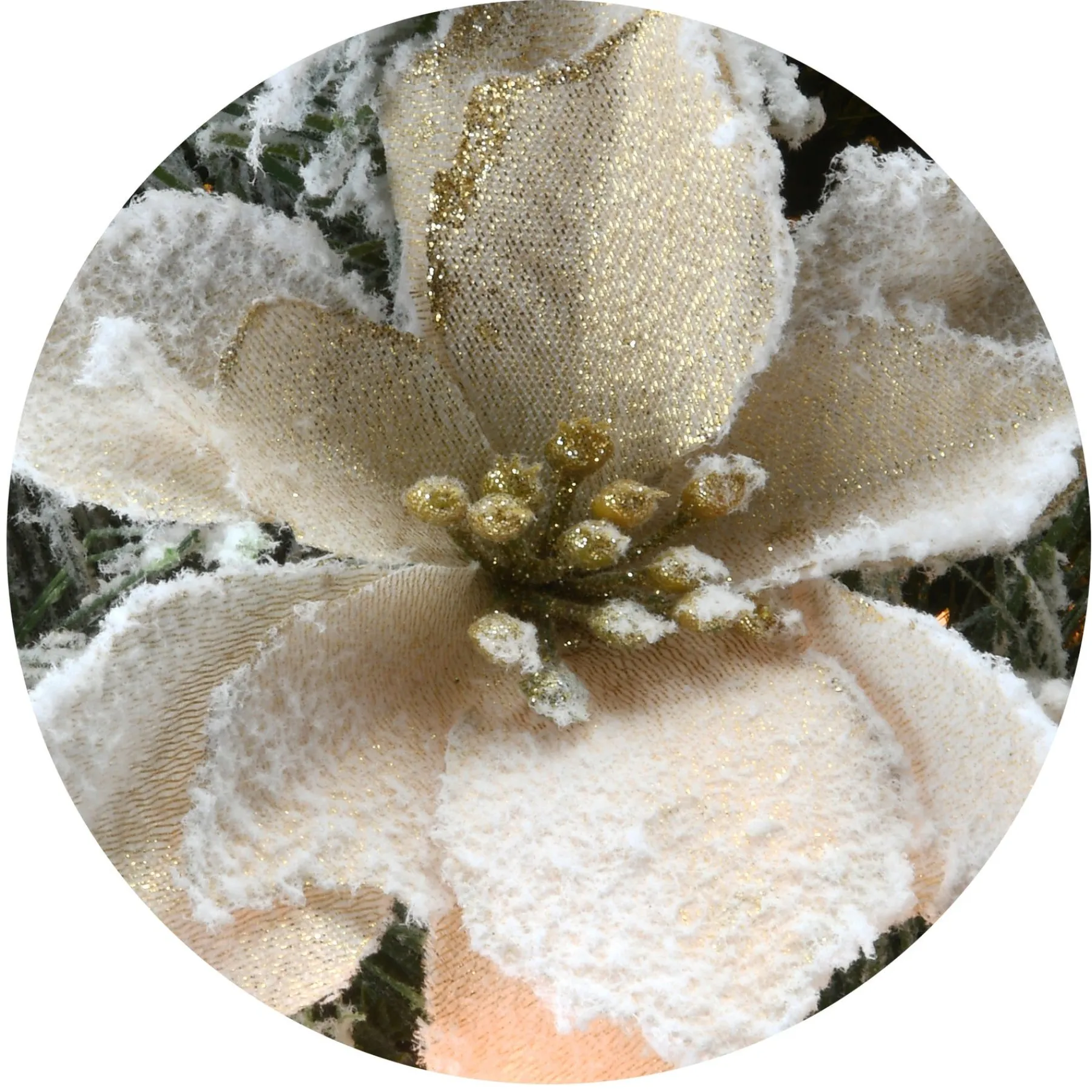 Clear-National Tree Company Pre-Lit Artificial Entrance Christmas Tree, Colonial Fir, Green, White Lights, Decorated With Flowers, Includes Metal Base, 6 Feet