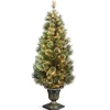 5Ft - 6Ft-National Tree Company Pre-Lit Artificial Entrance Christmas Tree, Wispy Willow Grande, Green, White Lights, Includes Metal Base, 5 Feet