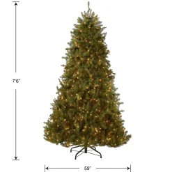 7Ft - 9Ft-National Tree Company Pre-Lit Artificial Full Christmas Tree, Green, Dunhill Fir, White Lights, Includes Stand, 7.5 Feet