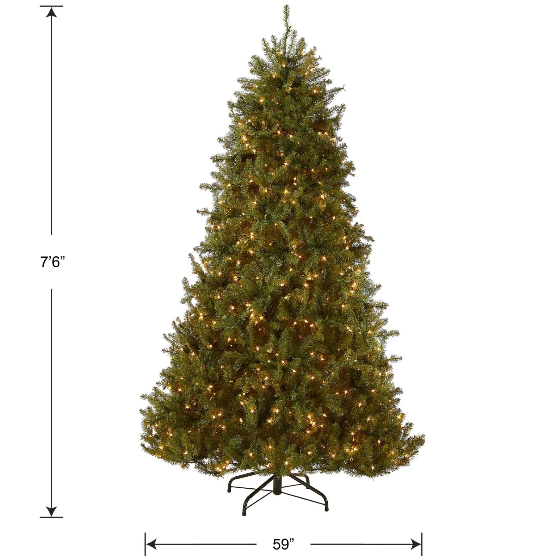 7Ft - 9Ft-National Tree Company Pre-Lit Artificial Full Christmas Tree, Green, Dunhill Fir, White Lights, Includes Stand, 7.5 Feet