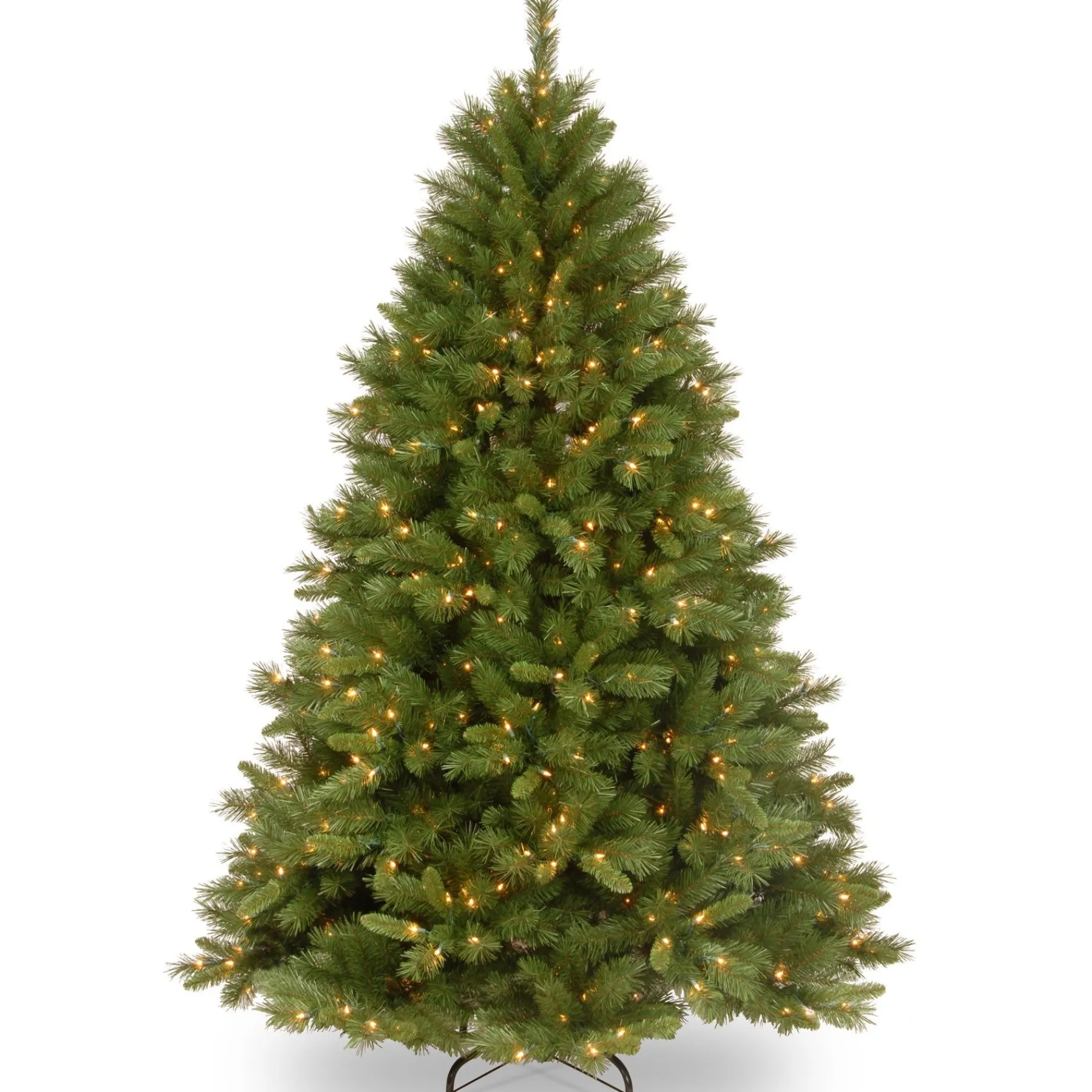 Full-National Tree Company Pre-Lit Artificial Full Christmas Tree, Green, Winchester Pine, White Lights, Includes Stand, 7.5 Feet