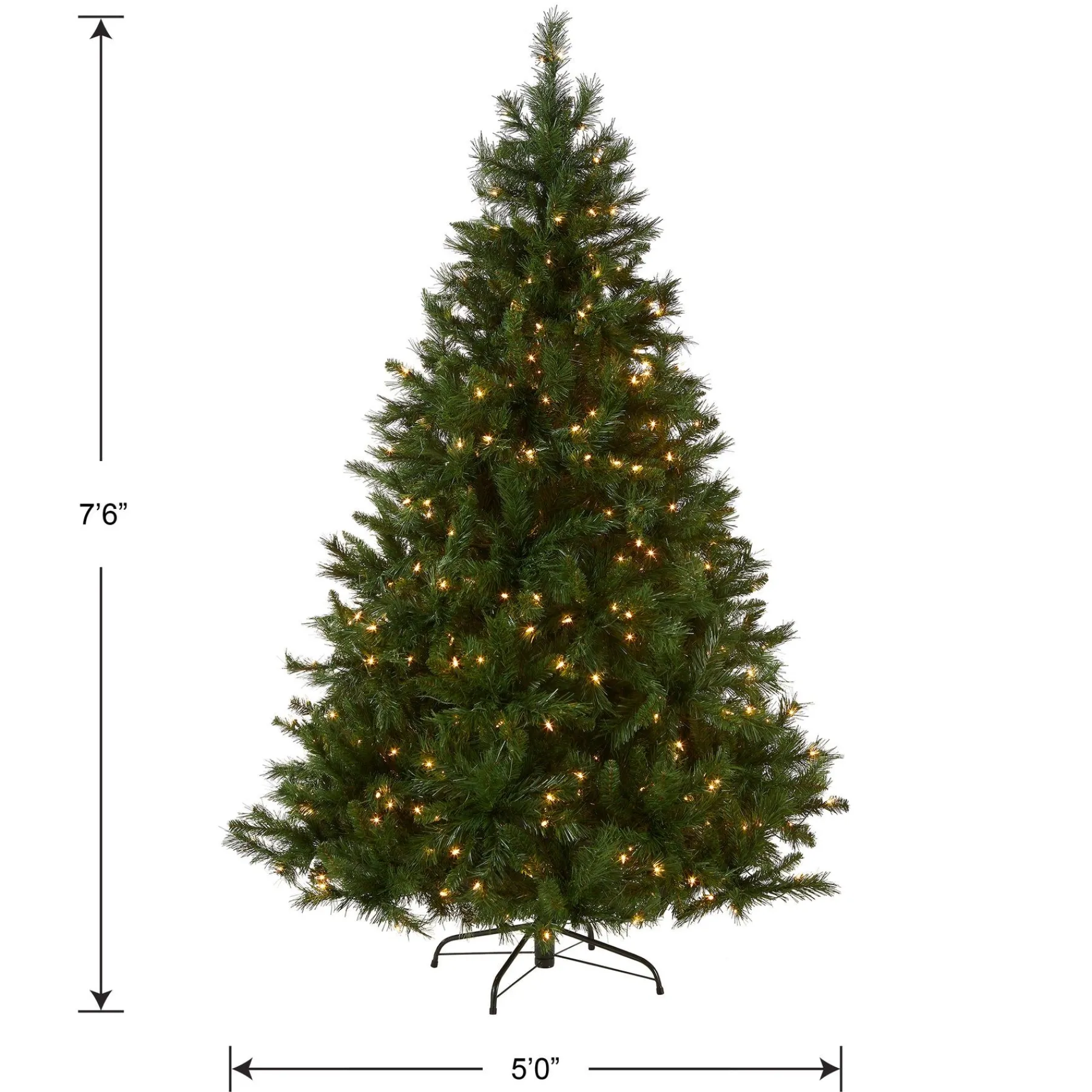 Full-National Tree Company Pre-Lit Artificial Full Christmas Tree, Green, Winchester Pine, White Lights, Includes Stand, 7.5 Feet