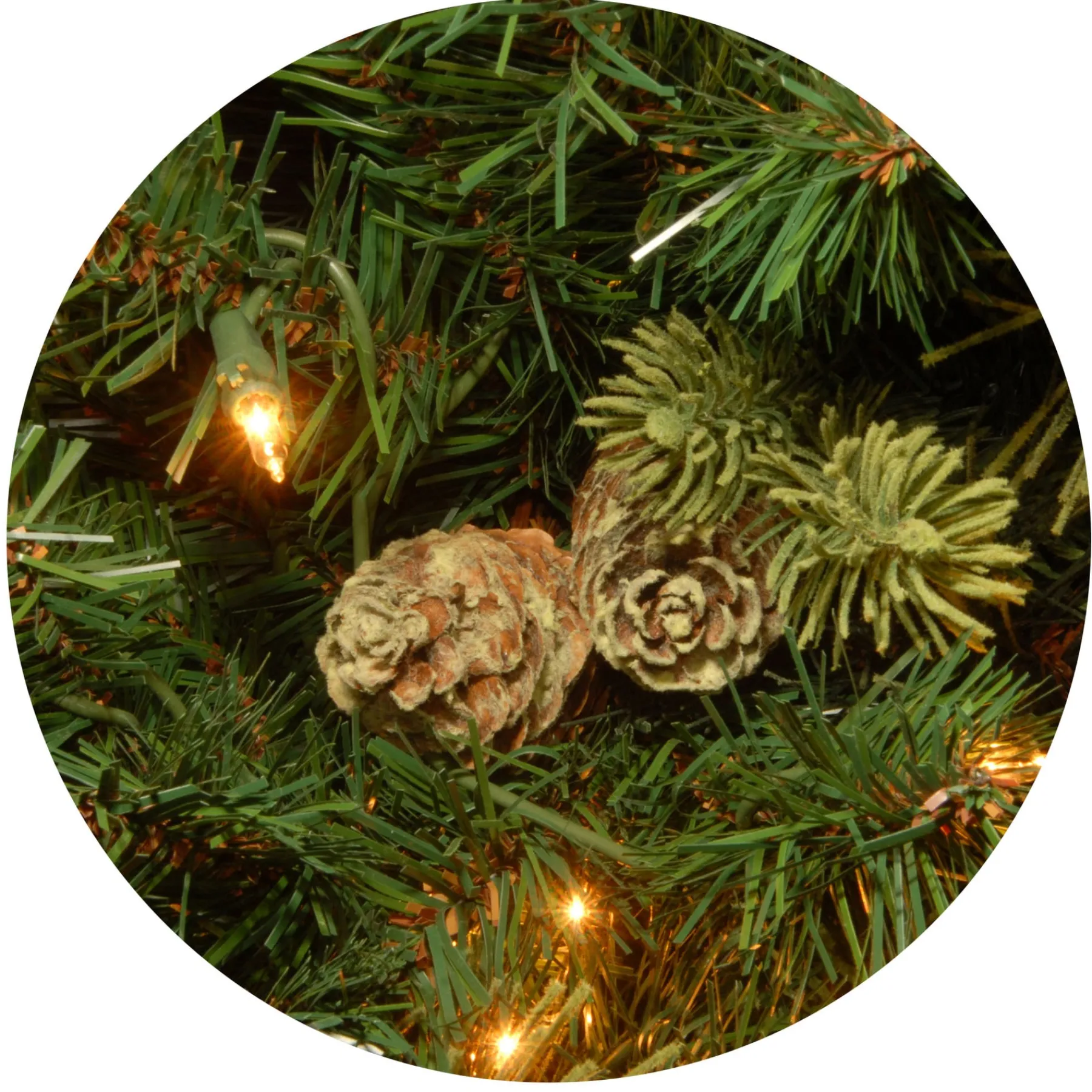 National Tree Company Full^Pre-Lit Artificial Full Christmas Tree, Green, Carolina Pine, White Lights, Includes Stand, 7.5 Feet