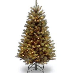 5Ft - 6Ft-National Tree Company Pre-Lit Artificial Full Christmas Tree, Green, North Valley Spruce, White Lights, Includes Stand, 5 Feet