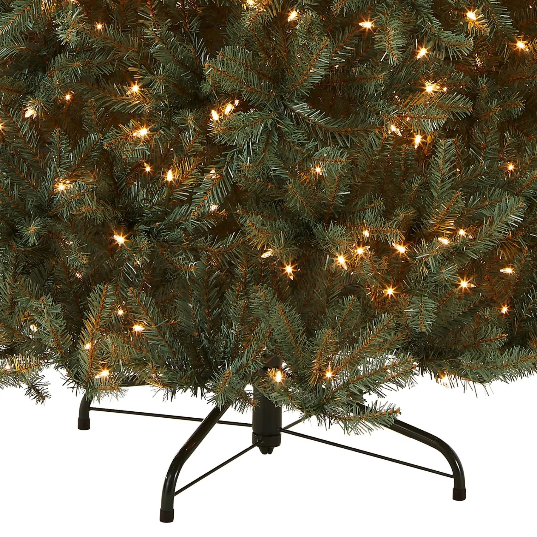 Full-National Tree Company Pre-Lit Artificial Full Christmas Tree, Blue, Dunhill Fir, White Lights, Includes Stand, 7.5 Feet