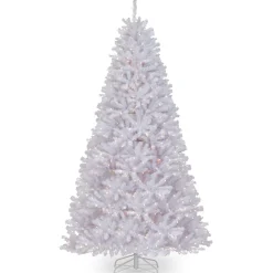 National Tree Company Full^Pre-Lit Artificial Full Christmas Tree, White, North Valley Spruce, White Lights, Includes Stand, 9 Feet