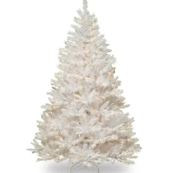 7Ft - 9Ft-National Tree Company Pre-Lit Artificial Full Christmas Tree, White, Winchester Pine, White Lights, Includes Stand, 7 Feet