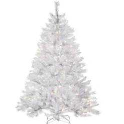 5Ft - 6Ft-National Tree Company Pre-Lit Artificial Full Christmas Tree, White, Winchester Pine, White Lights, Includes Stand, 6 Feet