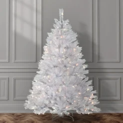 5Ft - 6Ft-National Tree Company Pre-Lit Artificial Full Christmas Tree, White, Winchester Pine, White Lights, Includes Stand, 6 Feet