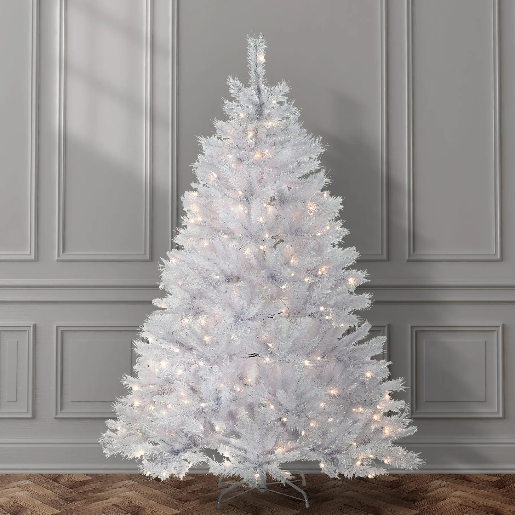 5Ft - 6Ft-National Tree Company Pre-Lit Artificial Full Christmas Tree, White, Winchester Pine, White Lights, Includes Stand, 6 Feet