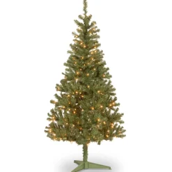 5Ft - 6Ft-National Tree Company Pre-Lit Artificial Full Christmas Tree, Green, Canadian Fir Grande, White Lights, Includes Stand, 6 Feet