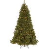 7Ft - 9Ft-National Tree Company Pre-Lit Artificial Full Christmas Tree, Green, North Valley Spruce, White Lights, Includes Stand, 7.5 Feet
