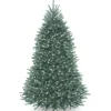 5Ft - 6Ft-National Tree Company Pre-Lit Artificial Full Christmas Tree, Blue, Dunhill Fir, White Lights, Includes Stand, 6.5 Feet