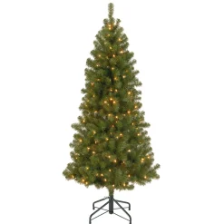 5Ft - 6Ft-National Tree Company Pre-Lit Artificial Full Christmas Tree, Green, Canadian Fir Grande, White Lights, Includes Stand, 6 Feet