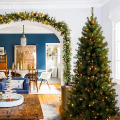 5Ft - 6Ft-National Tree Company Pre-Lit Artificial Full Christmas Tree, Green, Canadian Fir Grande, White Lights, Includes Stand, 6 Feet