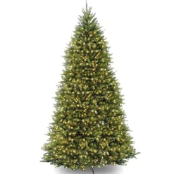 National Tree Company Full^Pre-Lit Artificial Full Christmas Tree, Green, Dunhill Fir, Dual Color Led Lights, Includes Powerconnect And Stand, 12 Feet