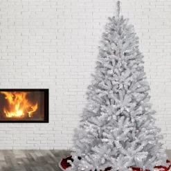 7Ft - 9Ft-National Tree Company Pre-Lit Artificial Full Christmas Tree, White, North Valley Spruce, White Lights, Includes Stand, 7 Feet