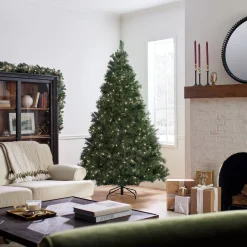 7Ft - 9Ft-National Tree Company Pre-Lit Artificial Full Christmas Tree, Green, Winchester Pine, White Lights, Includes Stand, 7.5 Feet