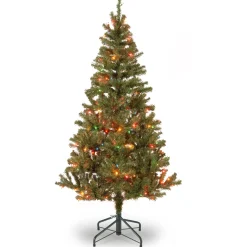 5Ft - 6Ft-National Tree Company Pre-Lit Artificial Full Christmas Tree, Green, Canadian Fir Grande, Multicolor Lights, Includes Stand, 6 Feet