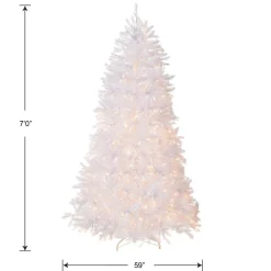 7Ft - 9Ft-National Tree Company Pre-Lit Artificial Full Christmas Tree, White, Dunhill Fir, White Lights, Includes Stand, 7 Feet