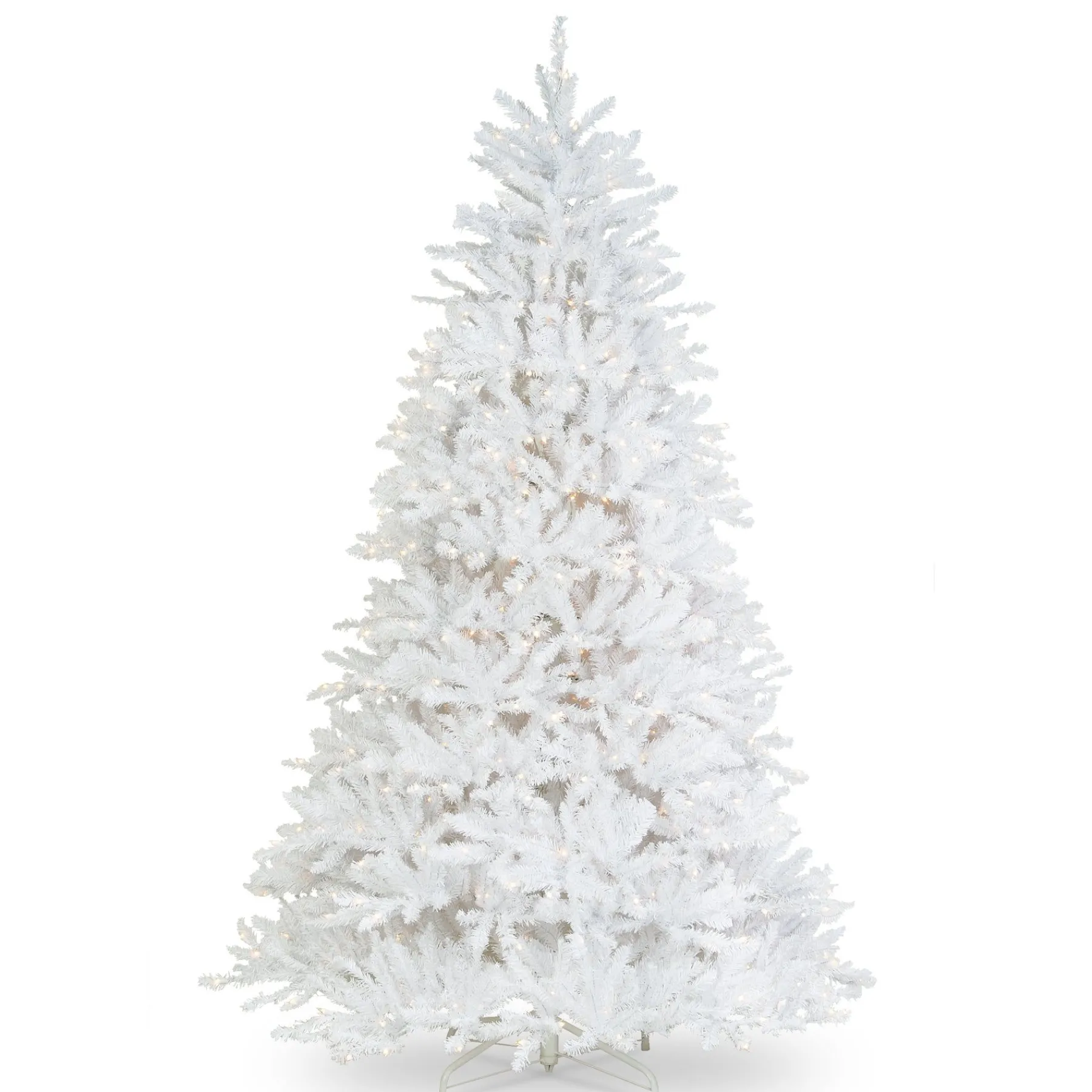 7Ft - 9Ft-National Tree Company Pre-Lit Artificial Full Christmas Tree, White, Dunhill Fir, White Lights, Includes Stand, 7 Feet