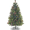 Full-National Tree Company Pre-Lit Artificial Full Christmas Tree, Green, North Valley Spruce, Multicolor Lights, Includes Stand, 4.5 Feet