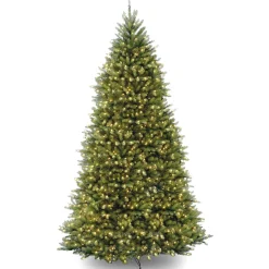 Full-National Tree Company Pre-Lit Artificial Full Christmas Tree, Green, Dunhill Fir, Dual Color Led Lights, Includes Powerconnect And Stand, 10 Feet