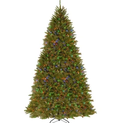 Full-National Tree Company Pre-Lit Artificial Full Christmas Tree, Green, Dunhill Fir, Dual Color Led Lights, Includes Powerconnect And Stand, 10 Feet