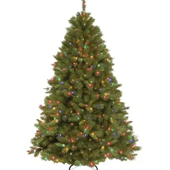 National Tree Company Full^Pre-Lit Artificial Full Christmas Tree, Green, Winchester Pine, Multicolor Lights, Includes Stand, 7.5 Feet