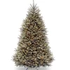 Full-National Tree Company Pre-Lit Artificial Full Christmas Tree, Blue, Dunhill Fir, White Lights, Includes Stand, 7.5 Feet