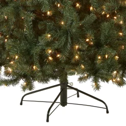 Full-National Tree Company Pre-Lit Artificial Full Christmas Tree, Blue, North Valley Spruce, White Lights, Includes Stand, 7.5 Feet