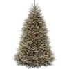National Tree Company Full^Pre-Lit Artificial Full Christmas Tree, Blue, Dunhill Fir, White Lights, Includes Stand, 7.5 Feet