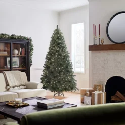 7Ft - 9Ft-National Tree Company Pre-Lit Artificial Full Christmas Tree, Blue, North Valley Spruce, White Lights, Includes Stand, 7.5 Feet