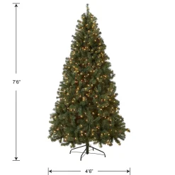 7Ft - 9Ft-National Tree Company Pre-Lit Artificial Full Christmas Tree, Blue, North Valley Spruce, White Lights, Includes Stand, 7.5 Feet