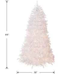 5Ft - 6Ft-National Tree Company Pre-Lit Artificial Full Christmas Tree, White, Dunhill Fir, White Lights, Includes Stand, 6.5 Feet