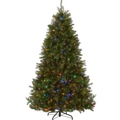 Full-National Tree Company Pre-Lit Artificial Full Christmas Tree, Green, Dunhill Fir, Dual Color Led Lights, Includes Stand, 9 Feet