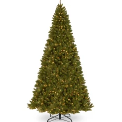 Clear-National Tree Company Pre-Lit Artificial Giant Christmas Tree, Green, North Valley Spruce, White Lights, Includes Stand, 16 Feet
