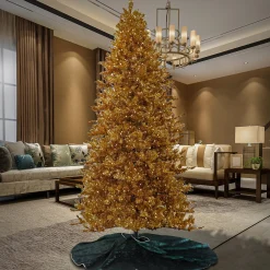 Full-National Tree Company Pre-Lit Artificial Gold Christmas Tree, With Warm White Led Lights, Plug In, 9 Ft