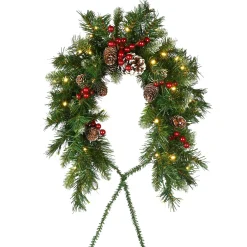 Christmas Greenery-National Tree Company Pre-Lit Artificial Mailbox Swag Decoration, Green, Frosted Berry, Led Lights, Decorated With Pine Cones, Berry Clusters, Frosted Branches, Christmas Collection, 3 Feet