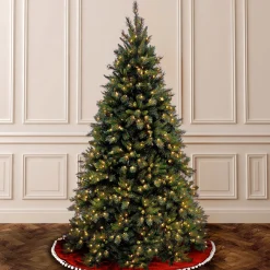 5Ft - 6Ft-National Tree Company Pre-Lit Artificial Medium Christmas Tree, Green, Tiffany Fir, White Lights, Includes Stand, 6.5 Feet