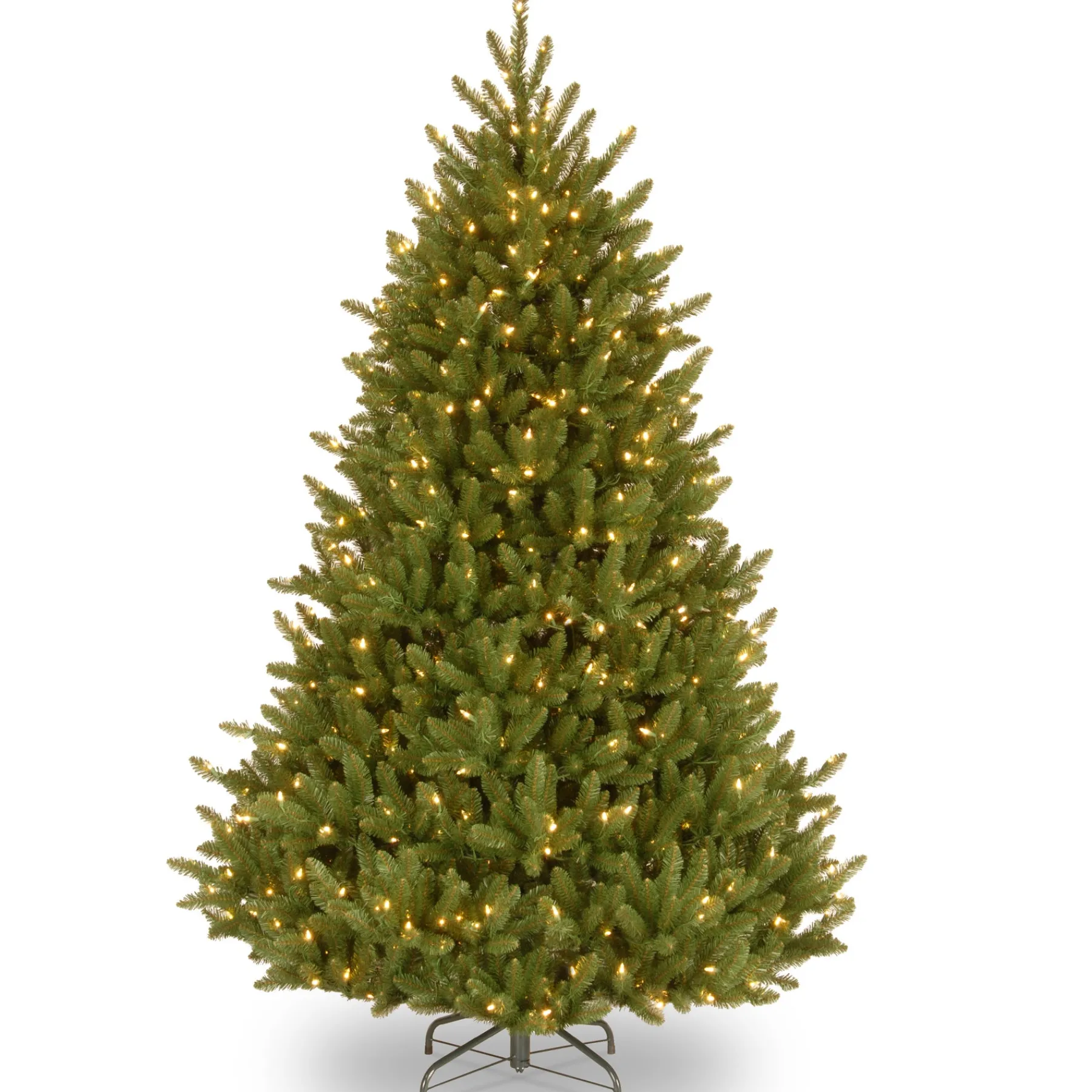 National Tree Company Full^Pre-Lit Artificial Medium Christmas Tree, Green, Natural Fraser Fir, White Lights, Includes Stand, 6.5 Feet