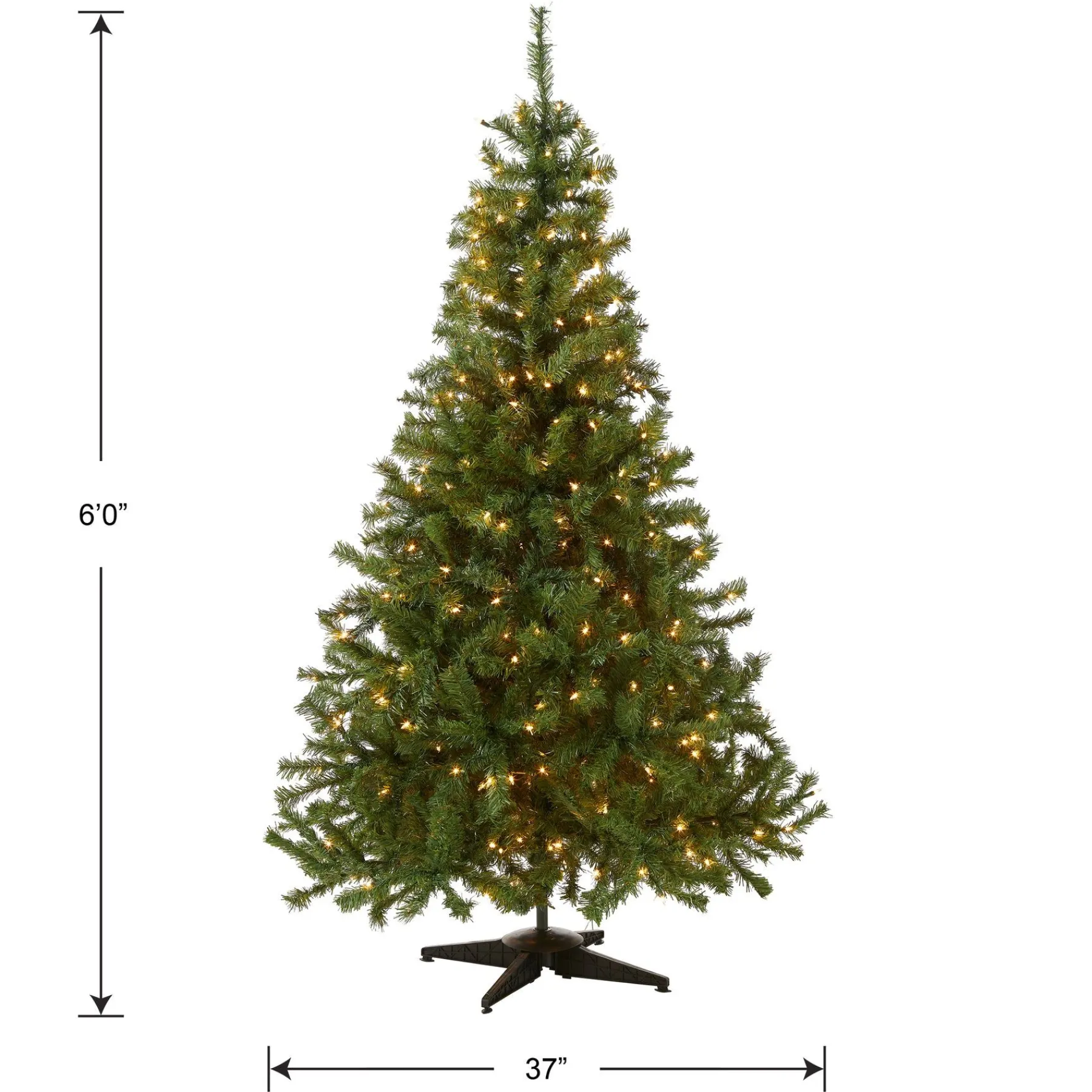 Full-National Tree Company Pre-Lit Artificial Medium Christmas Tree, Green, Kincaid Spruce, White Lights, Includes Stand, 6 Feet