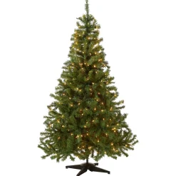 5Ft - 6Ft-National Tree Company Pre-Lit Artificial Medium Christmas Tree, Green, Kincaid Spruce, White Lights, Includes Stand, 6 Feet