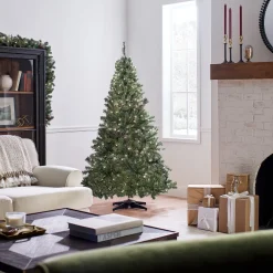 5Ft - 6Ft-National Tree Company Pre-Lit Artificial Medium Christmas Tree, Green, Kincaid Spruce, White Lights, Includes Stand, 6 Feet