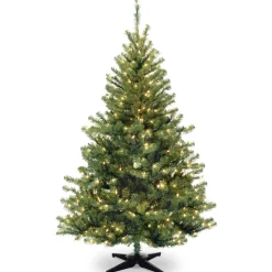 5Ft - 6Ft-National Tree Company Pre-Lit Artificial Medium Christmas Tree, Green, Kincaid Spruce, White Lights, Includes Stand, 6 Feet