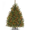 National Tree Company Full^Pre-Lit Artificial Mini Christmas Tree, Green, Dunhill Fir, Multicolor Lights, Includes Stand, 4 Feet