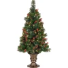 Under 5Ft-National Tree Company Pre-Lit Artificial Mini Christmas Tree, Green, Crestwood Spruce, White Lights, Decorated With Pine Cones, Berry Clusters, Frosted Branches, Includes Pot Base, 4 Feet